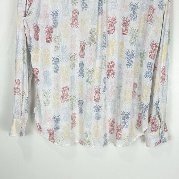 Rails Linen Shirt Size M Charli Rainbow Pinas Pineapple Print Coastal Vacation - Picture 9 of 12